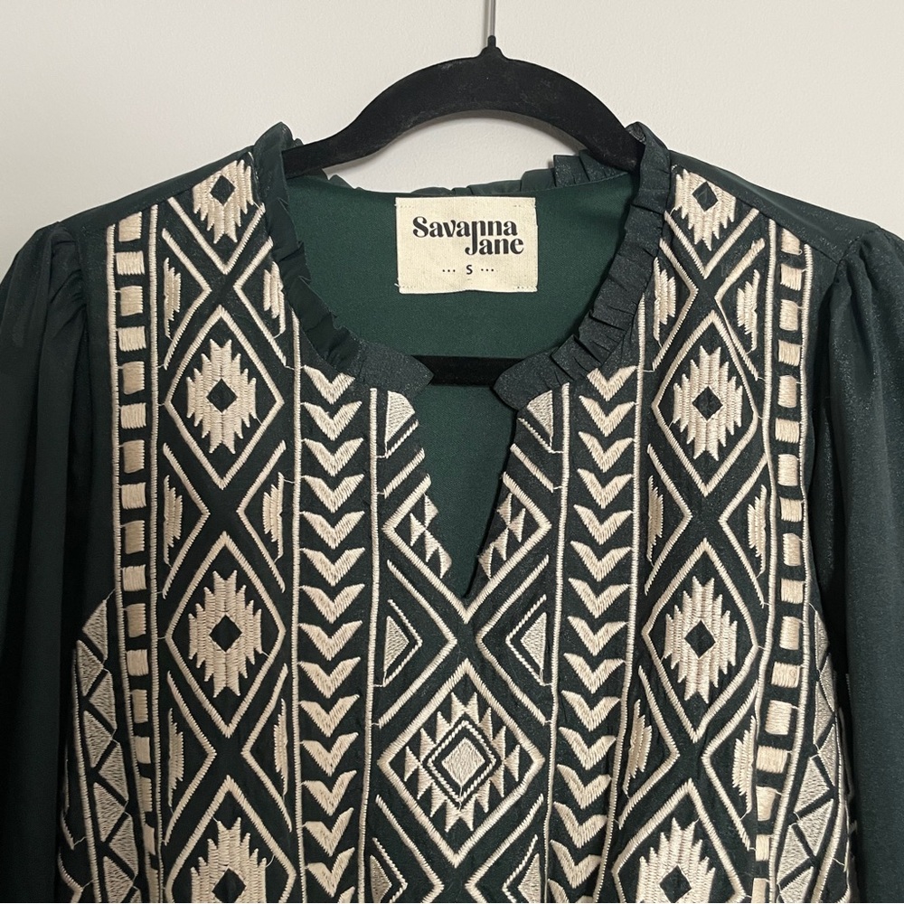 Savanna Jane Emerald Green Boho Western Maxi Dress - Picture 3 of 5